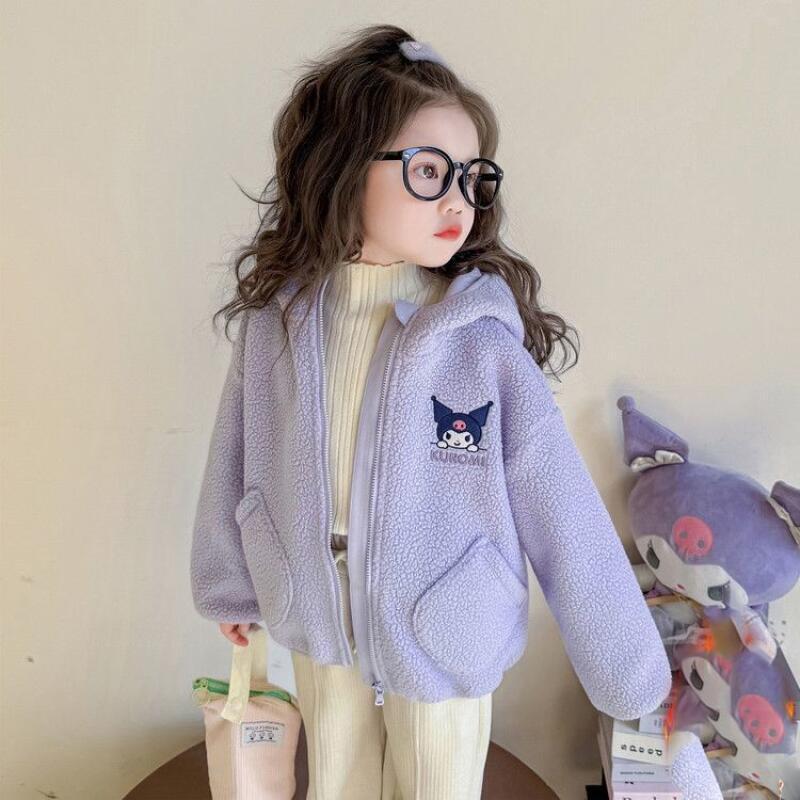 Embroidery Cotton Shirt - Hot Sanrio Girls Velvet Long-Sleeved Coat