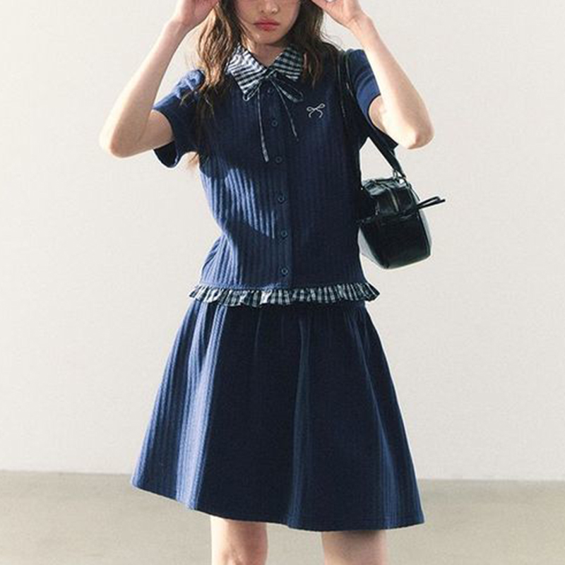 Summer Knitted Preppy Style Tw - Embroidery Cotton Shirt review and price