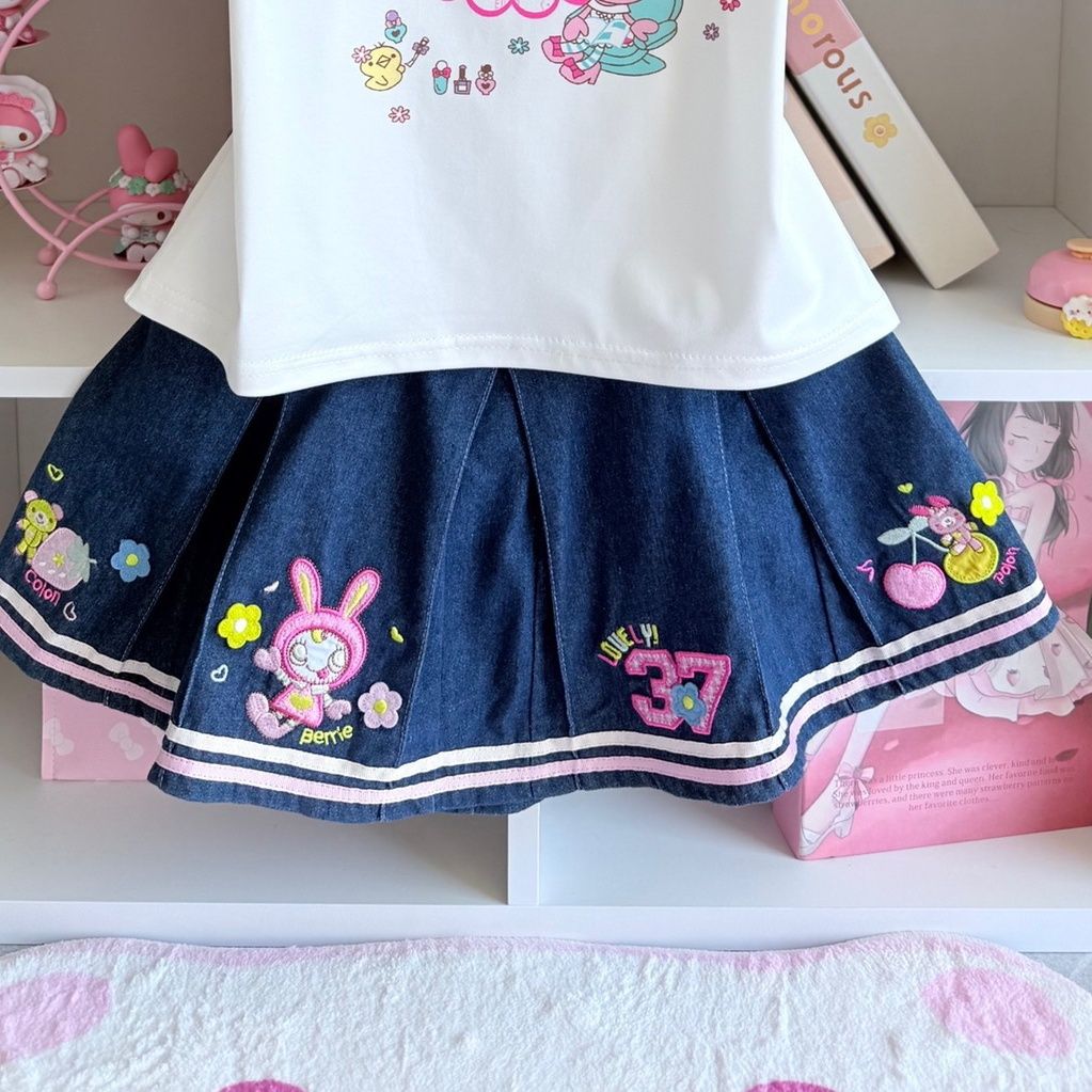 Japanese Sweet Skirt Sets Summ - Embroidery Cotton Shirt review and price