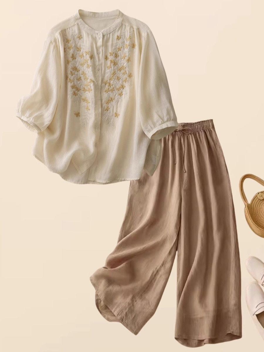 New Chinese Style Cotton Linen - Embroidery Cotton Shirt review and price