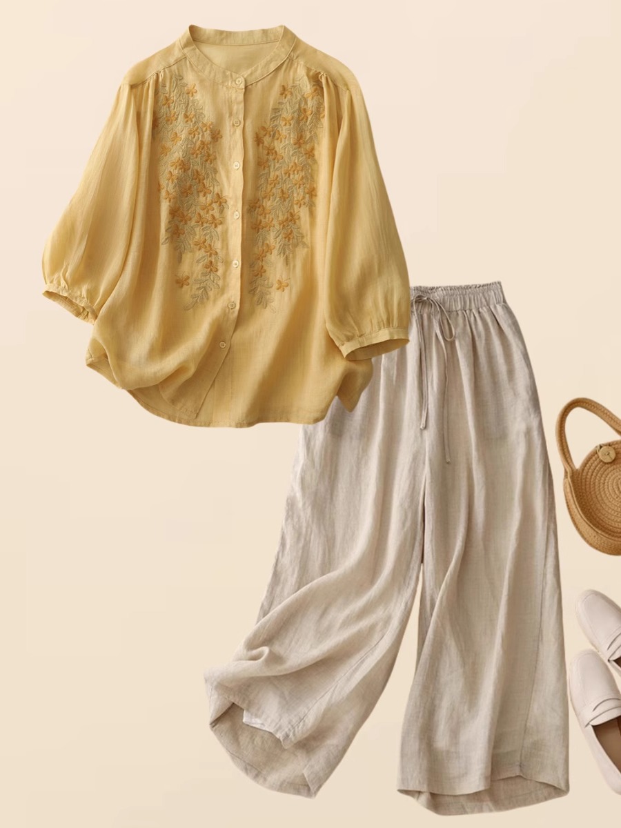 New Chinese Style Cotton Linen - Embroidery Cotton Shirt review and price