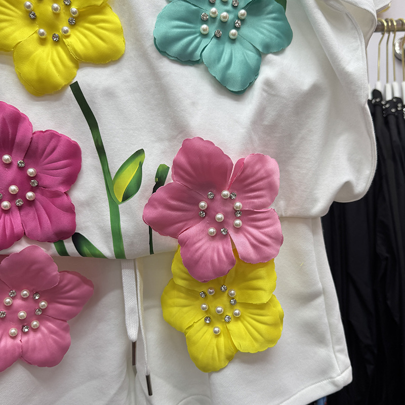 Summer Colorful 3D Flowers T-s - Embroidery Cotton Shirt review and price