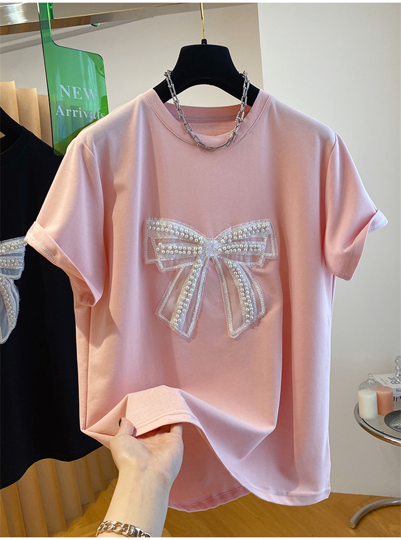  Pearl  Knot Short Sleeve T-Sh - Embroidery Cotton Shirt review and price