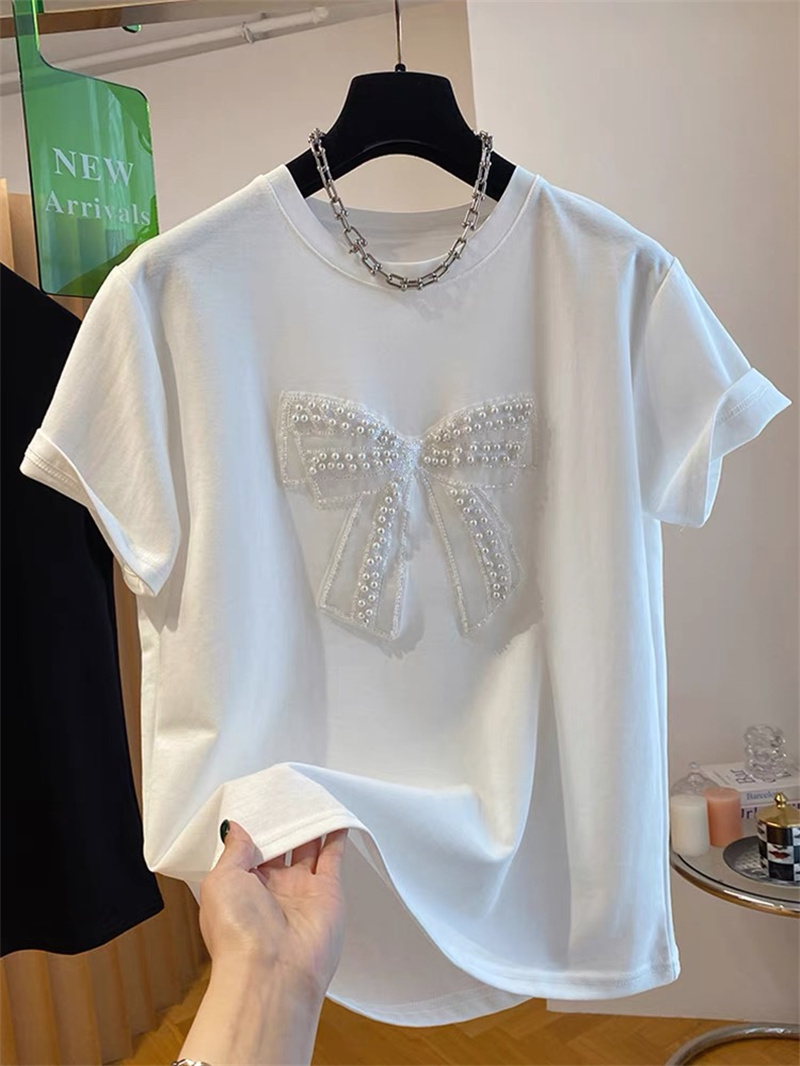  Pearl  Knot Short Sleeve T-Sh - Embroidery Cotton Shirt review and price