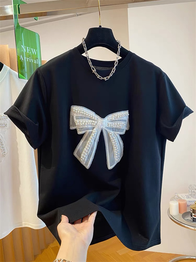  Pearl  Knot Short Sleeve T-Sh - Embroidery Cotton Shirt review and price