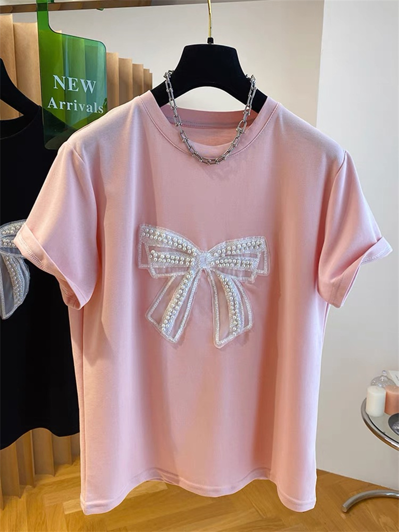  Pearl  Knot Short Sleeve T-Sh - Embroidery Cotton Shirt review and price