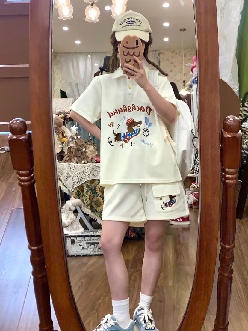 Kawaii Embroidery Dog Japan St - Embroidery Cotton Shirt review and price