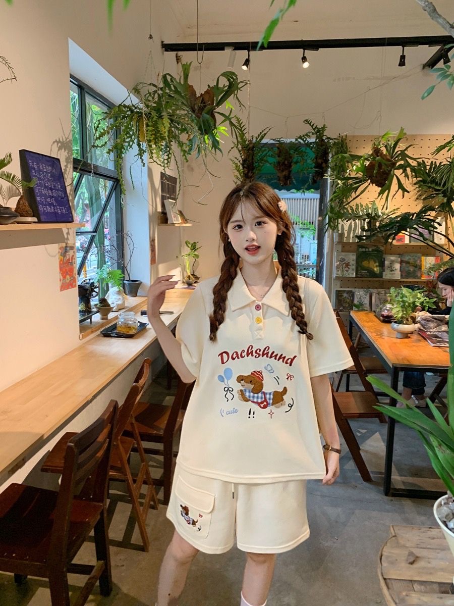 Kawaii Embroidery Dog Japan St - Embroidery Cotton Shirt review and price